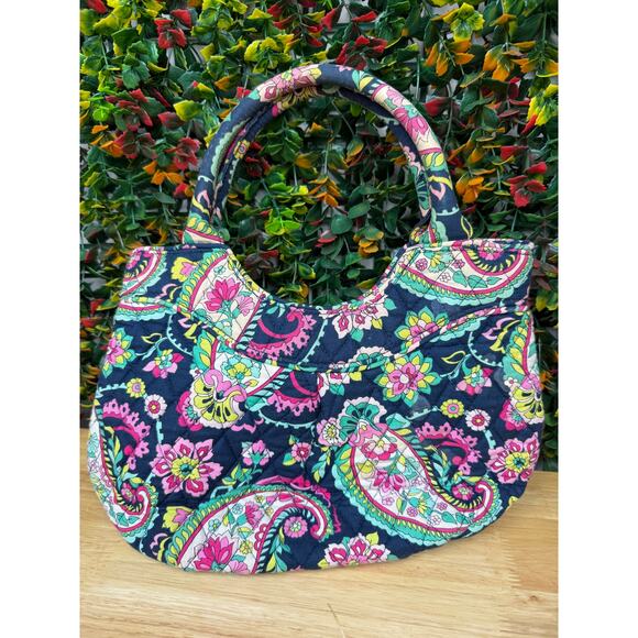 Vera Bradley Petal Paisley Mini Tote Purse Handbag Bag Pink Green Blue Discontin - Picture 5 of 6